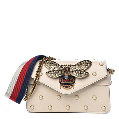 Gucci Nappa Pearl Studded Mini Queen Margaret Broadway Shoulder Bag Mystic White 1 of 11