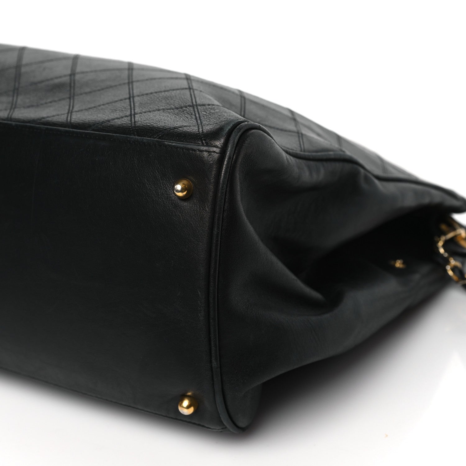 Chanel Calfskin Stitched XL Weekender Black 9 of 11