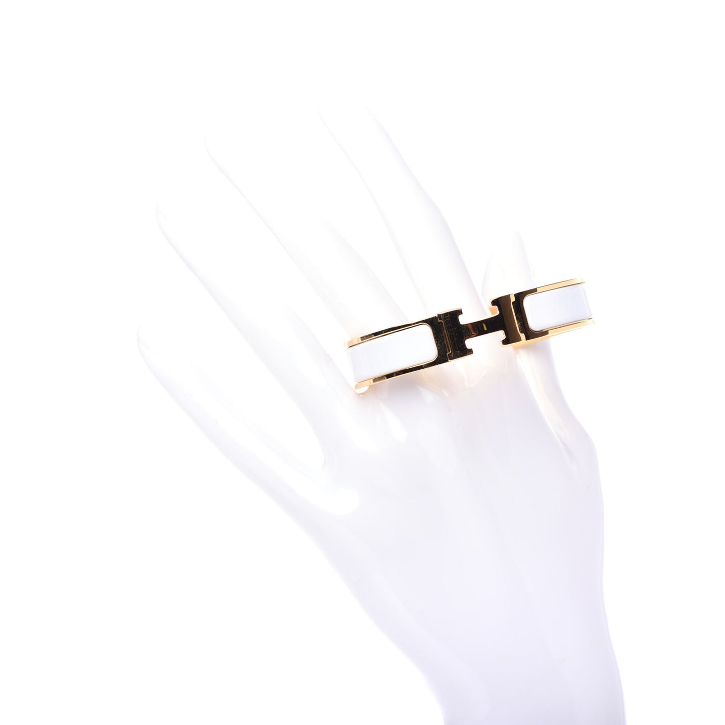 Enamel Narrow Clic Clac H Bracelet PM White