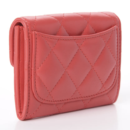Chanel Lambskin Quilted Flap Card Holder Wallet Coral 2 of 7