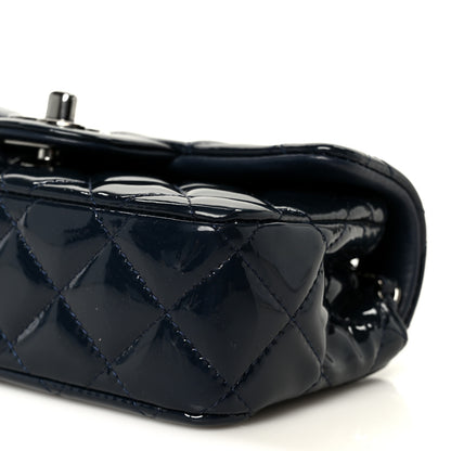 Chanel Patent Calfskin Quilted Extra Mini Rectangular Flap Navy Blue 11 of 12