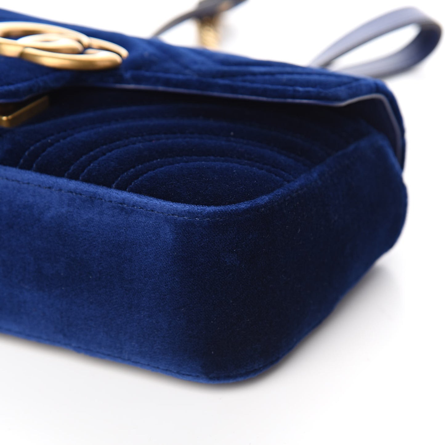 Velvet Matelasse Mini GG Marmont Shoulder Bag Cobalt Blue