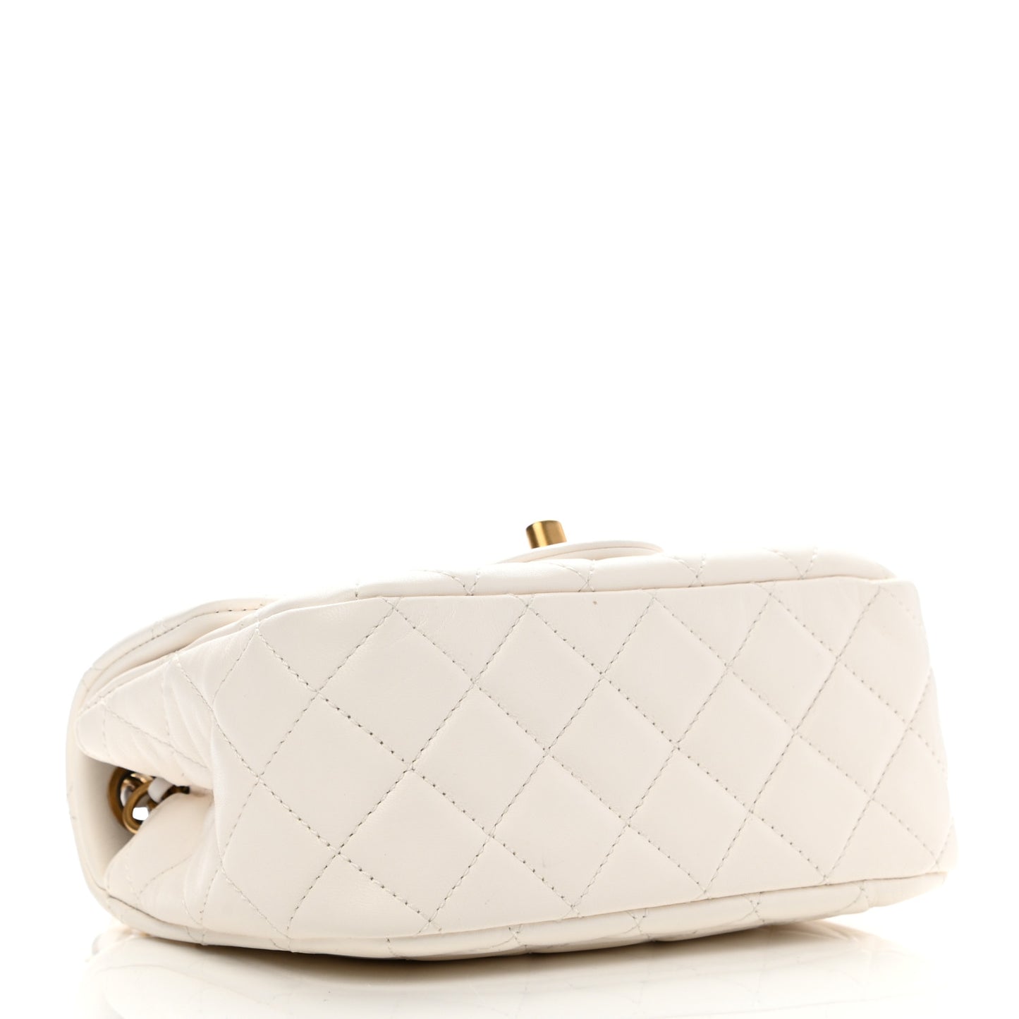 Lambskin Quilted Mini Pearl Crush Flap White