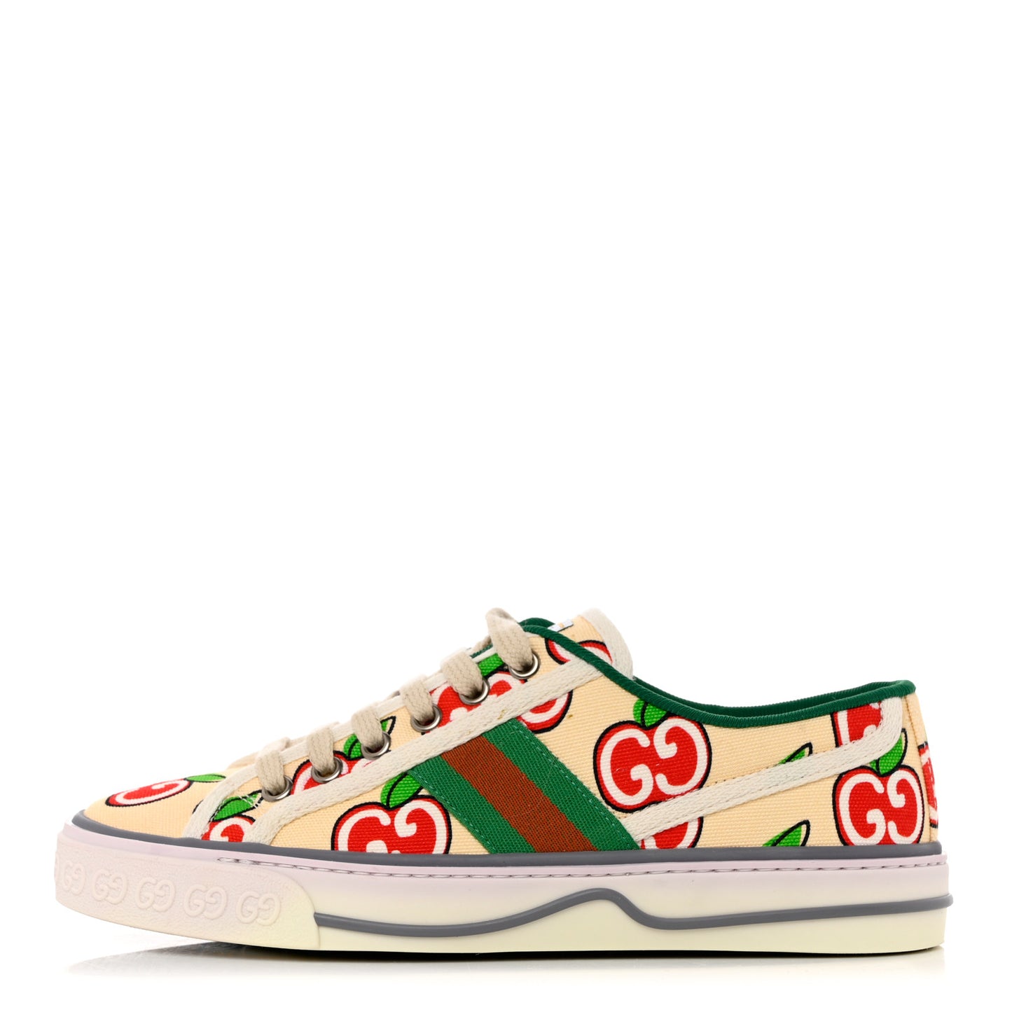 Canvas Web GG Apple Womens 1977 Tennis Sneakers 36 Ivory Red Mystic White New Shamarock