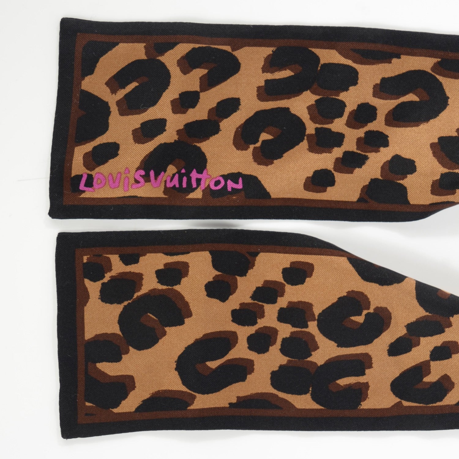 Louis Vuitton Silk Leopard Bandeau Scarf Marron 4 of 4