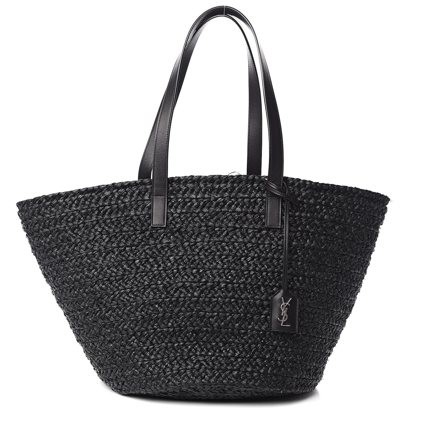 Raffia Medium Panier Bag Black