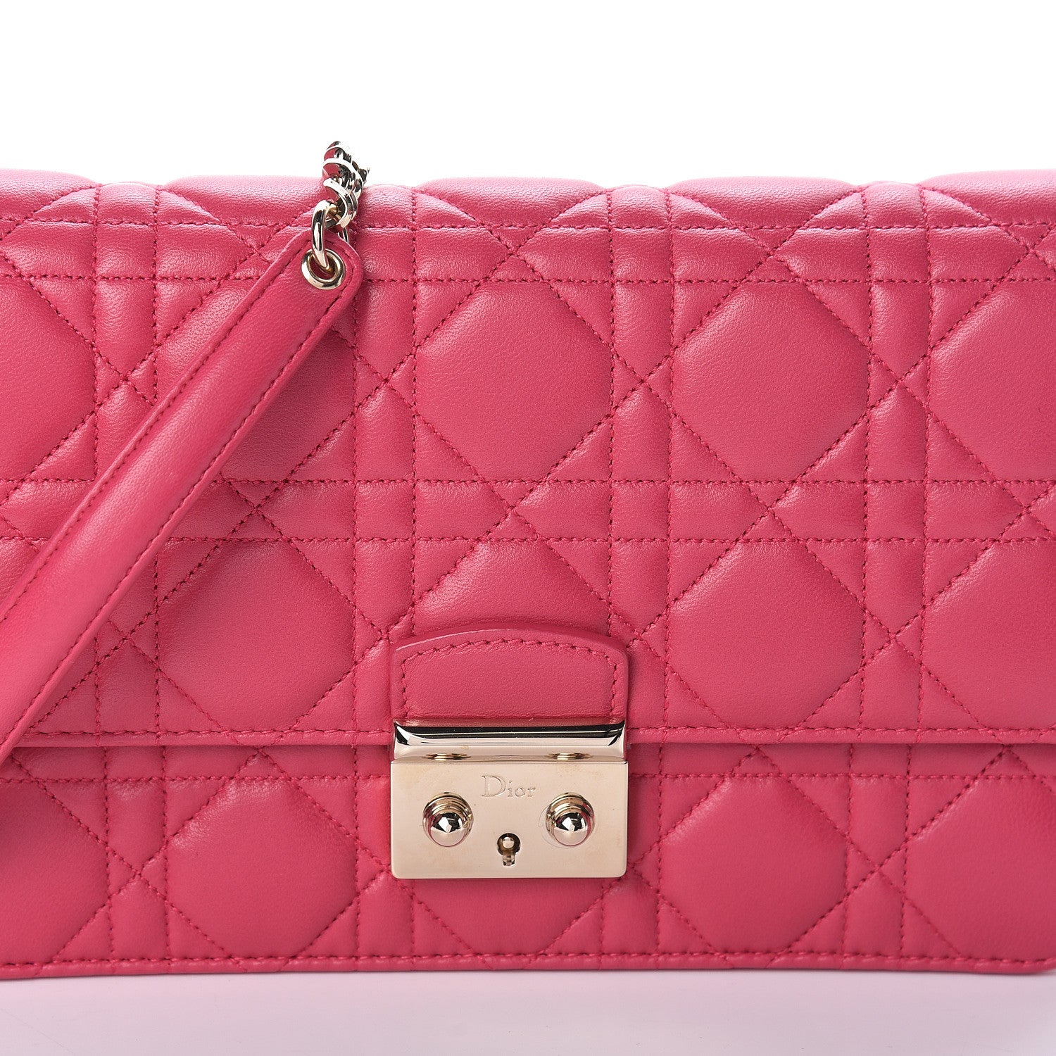 Christian Dior Lambskin Cannage Miss Dior Promenade Pouch Fuchsia 8 of 10