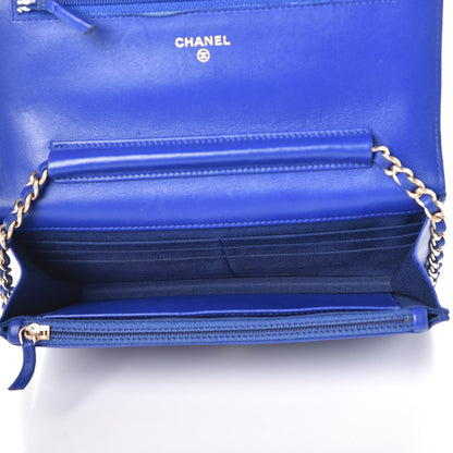 Chanel Lambskin Quilted Wallet On Chain WOC Blue Fonce 5 of 11