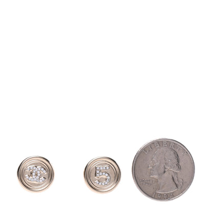Chanel Crystal CC Round Earrings Light Gold 2 of 5