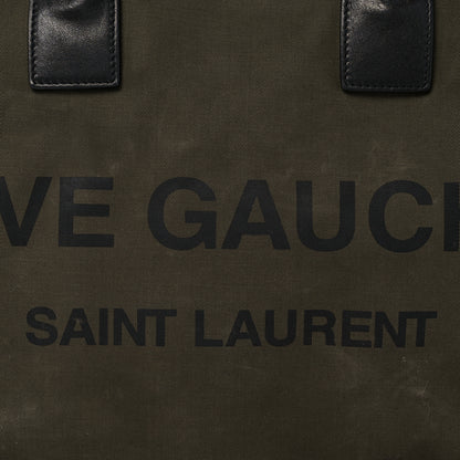 Saint Laurent Linen Calfskin Rive Gauche Tote Khaki 7 of 30