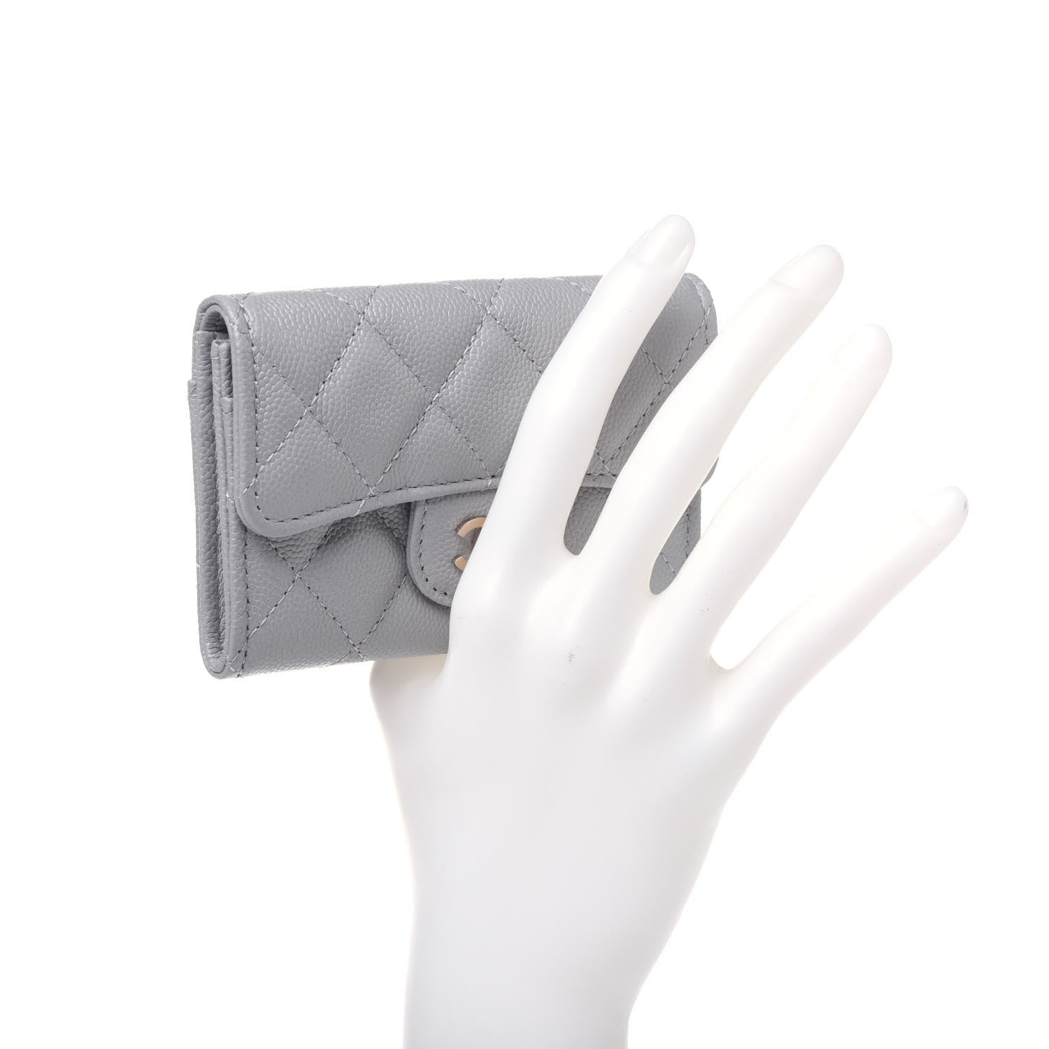 Chanel Caviar Quilted Flap Card Holder Wallet Grey 2 of 11