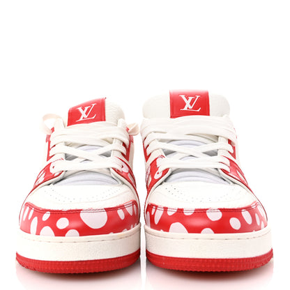 Louis Vuitton LV X YK Calfskin Printed Mens Infinity Dots Trainer Sneakers 8 White Red 3 of 10