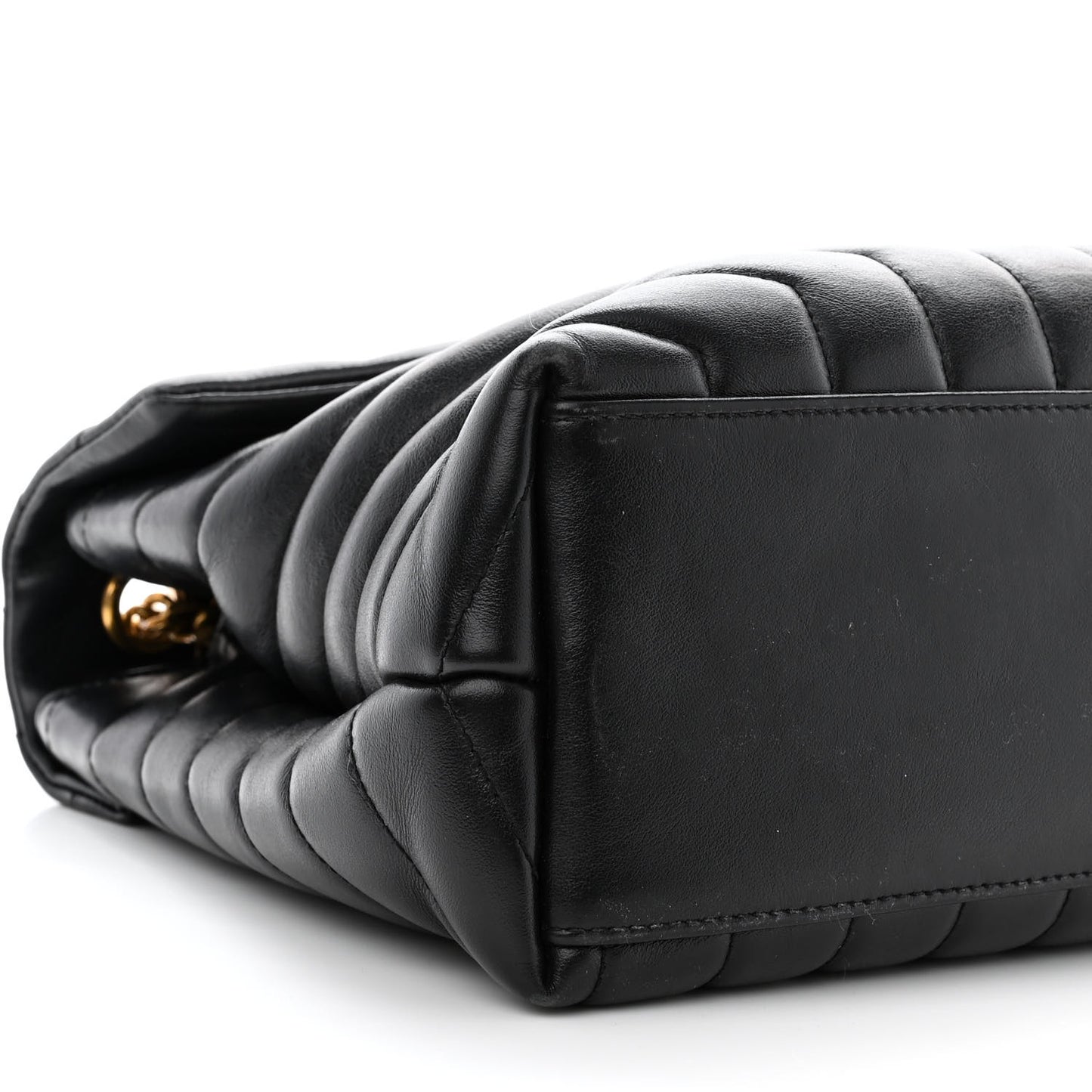 Calfskin Y Quilted Monogram Medium Loulou Chain Satchel Black