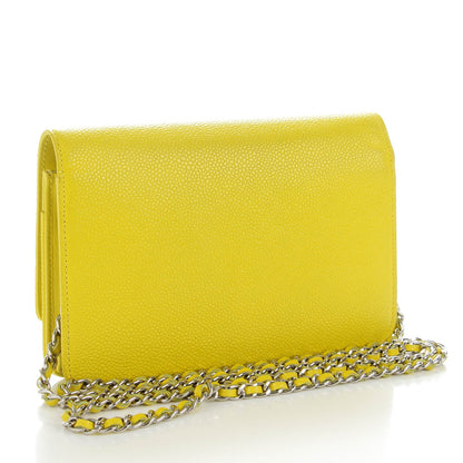Chanel Caviar Timeless Wallet on Chain WOC Yellow 3 of 8