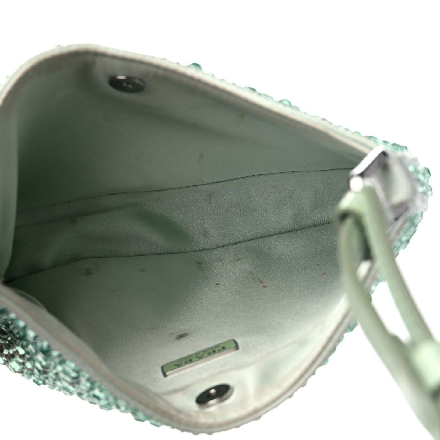 Satin Crystal Cleo Adjustable Strap Shoulder Bag Acqua