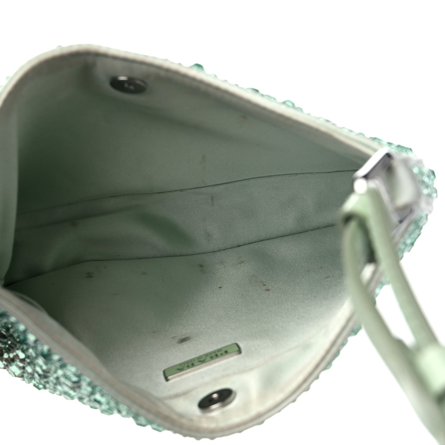 Prada Satin Crystal Cleo Adjustable Strap Shoulder Bag Acqua 5 of 11