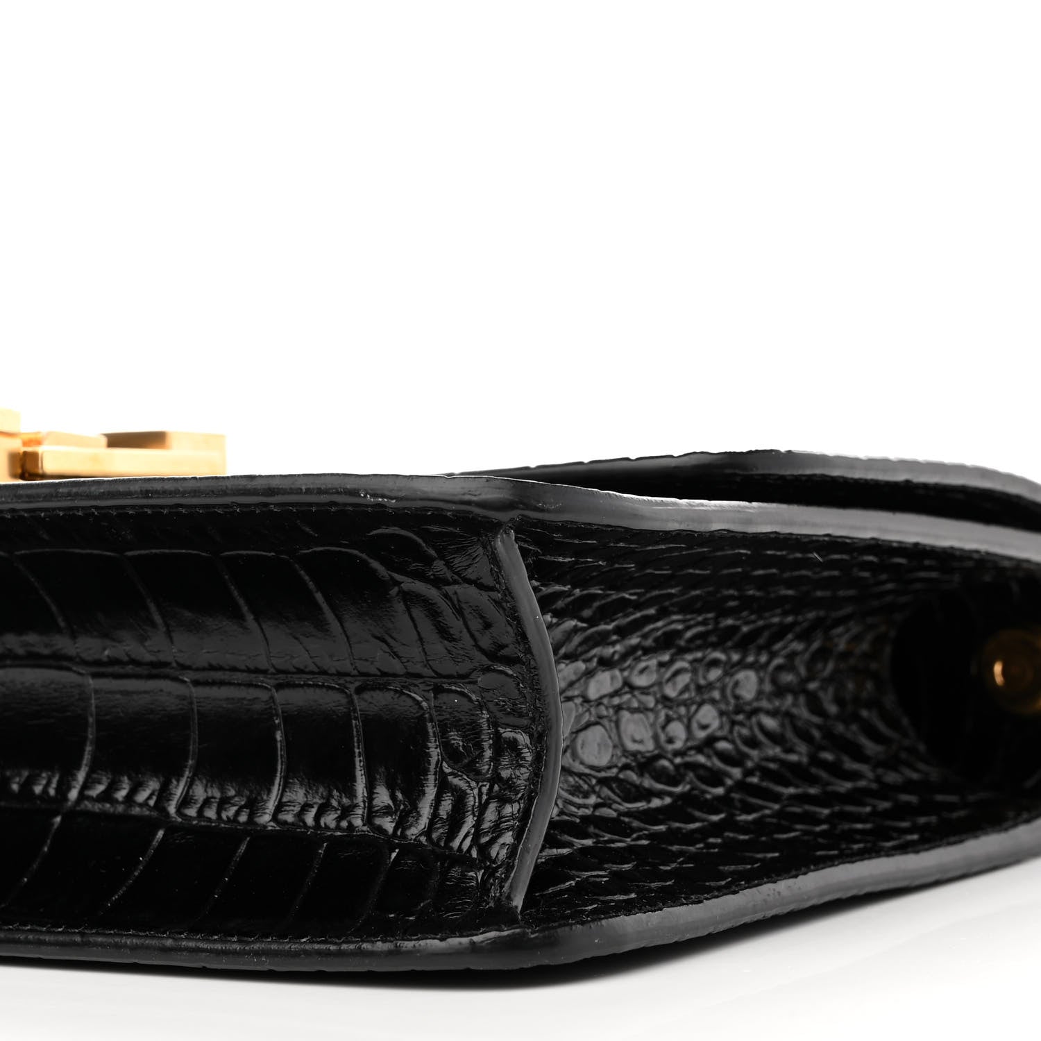 Saint Laurent Calfskin Crocodile Embossed Carre Satchel Black 10 of 10