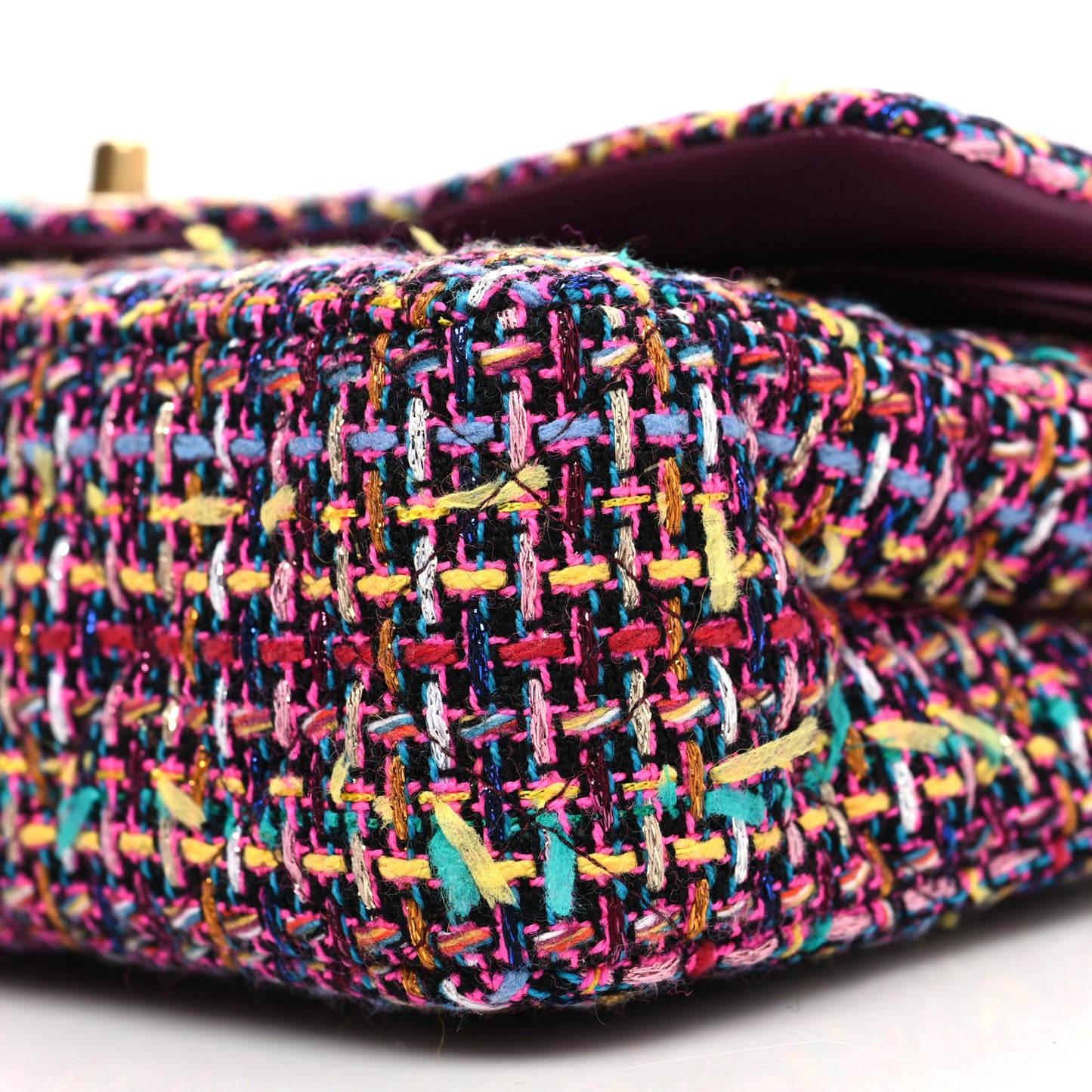 Tweed Quilted Medium Double Flap Multicolor