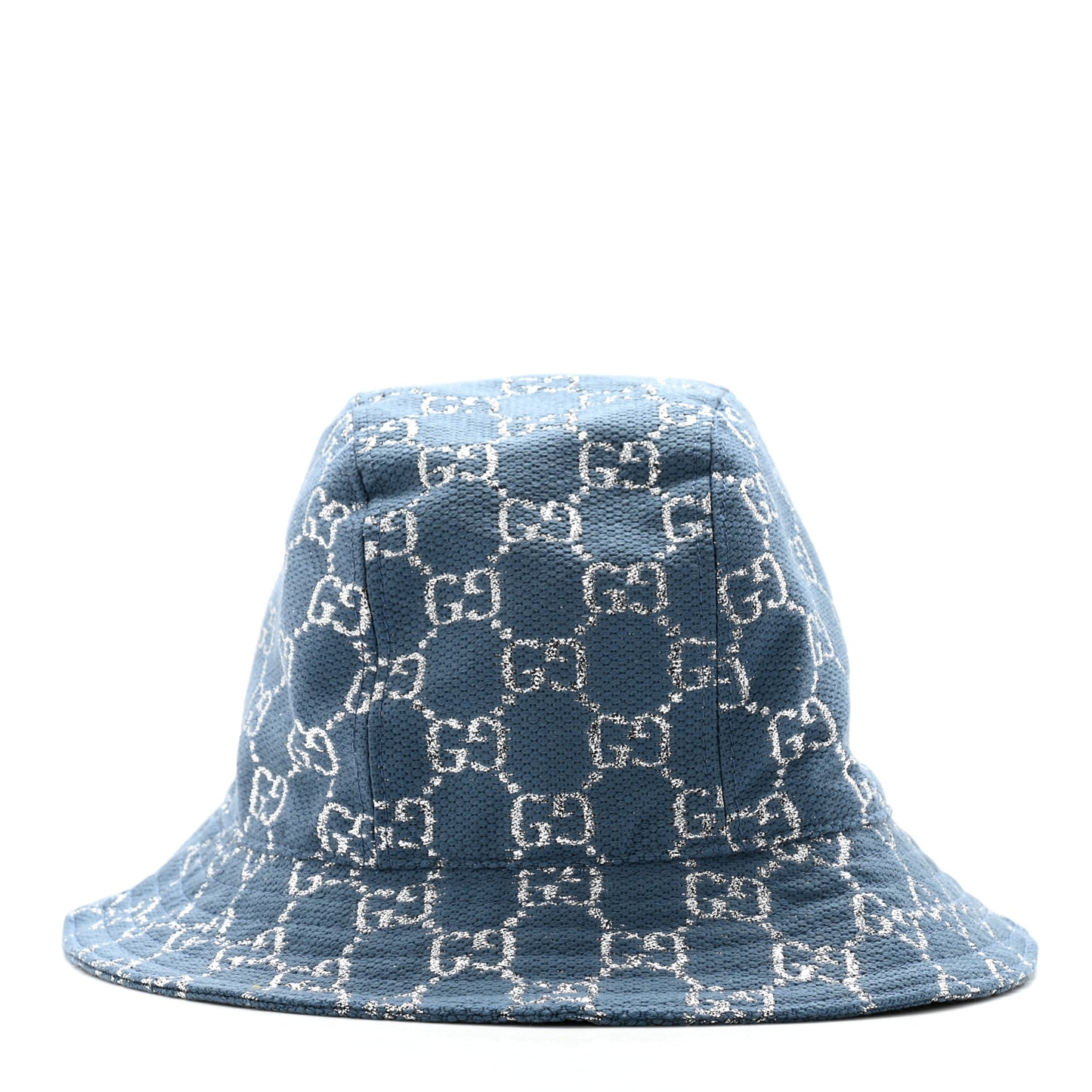 Canvas Lame GG Monogram Bucket Hat M Light Blue Silver