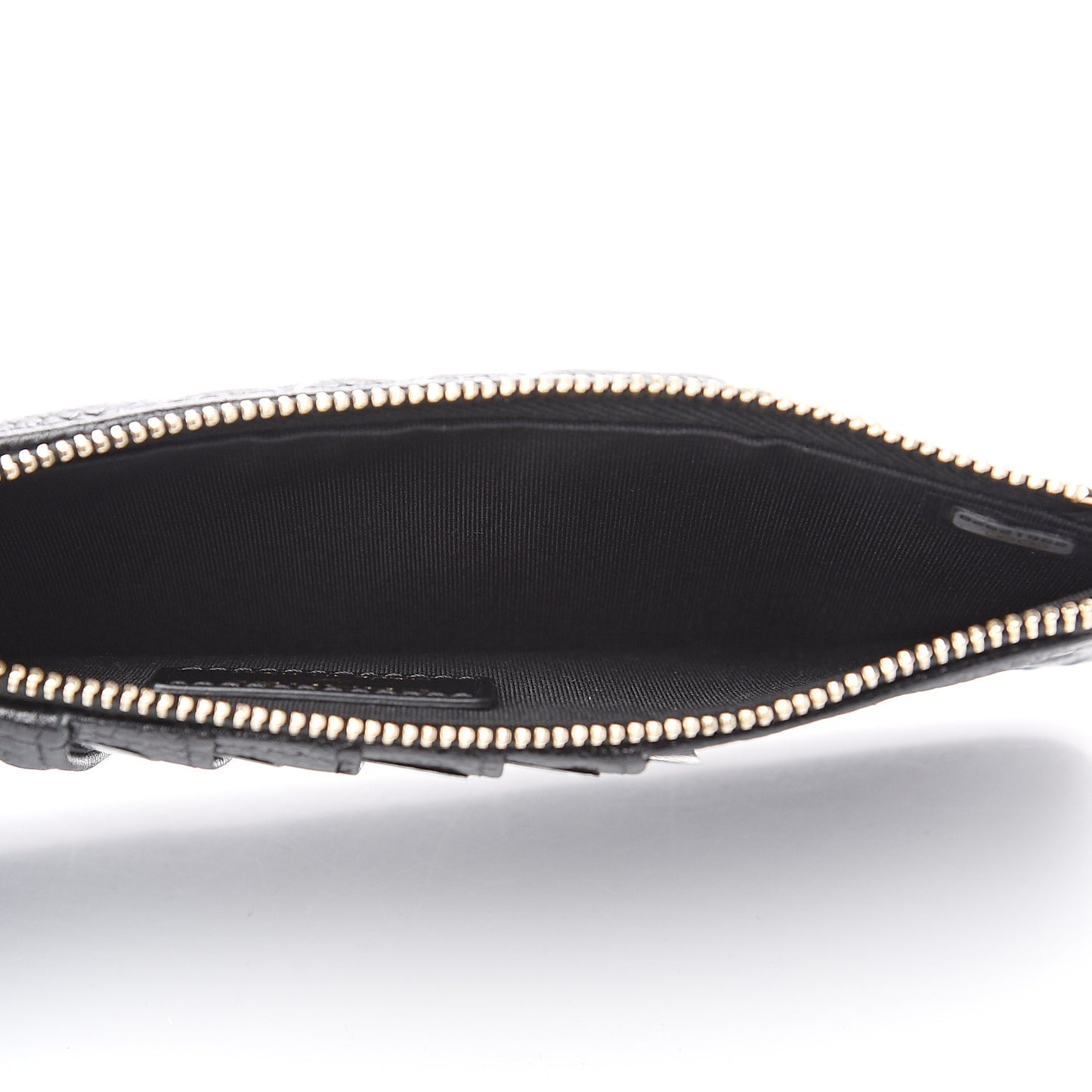Caviar Camellia Embossed Classic Flat Wallet Pouch Black