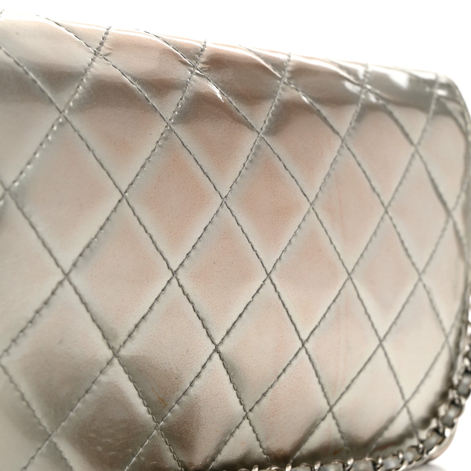Chanel Patent Quilted Golden Class Wallet on Chain WOC Silver 12 of 12