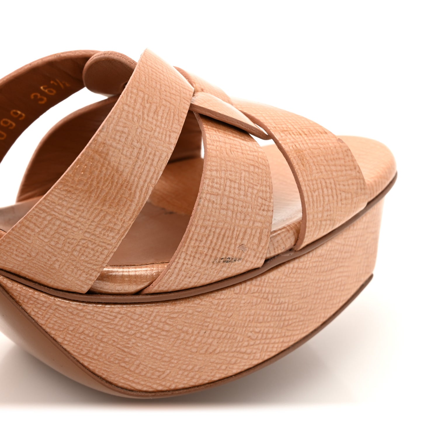 Patent Calfskin Tribute 75 Platform Sandals 36.5 Light Clay