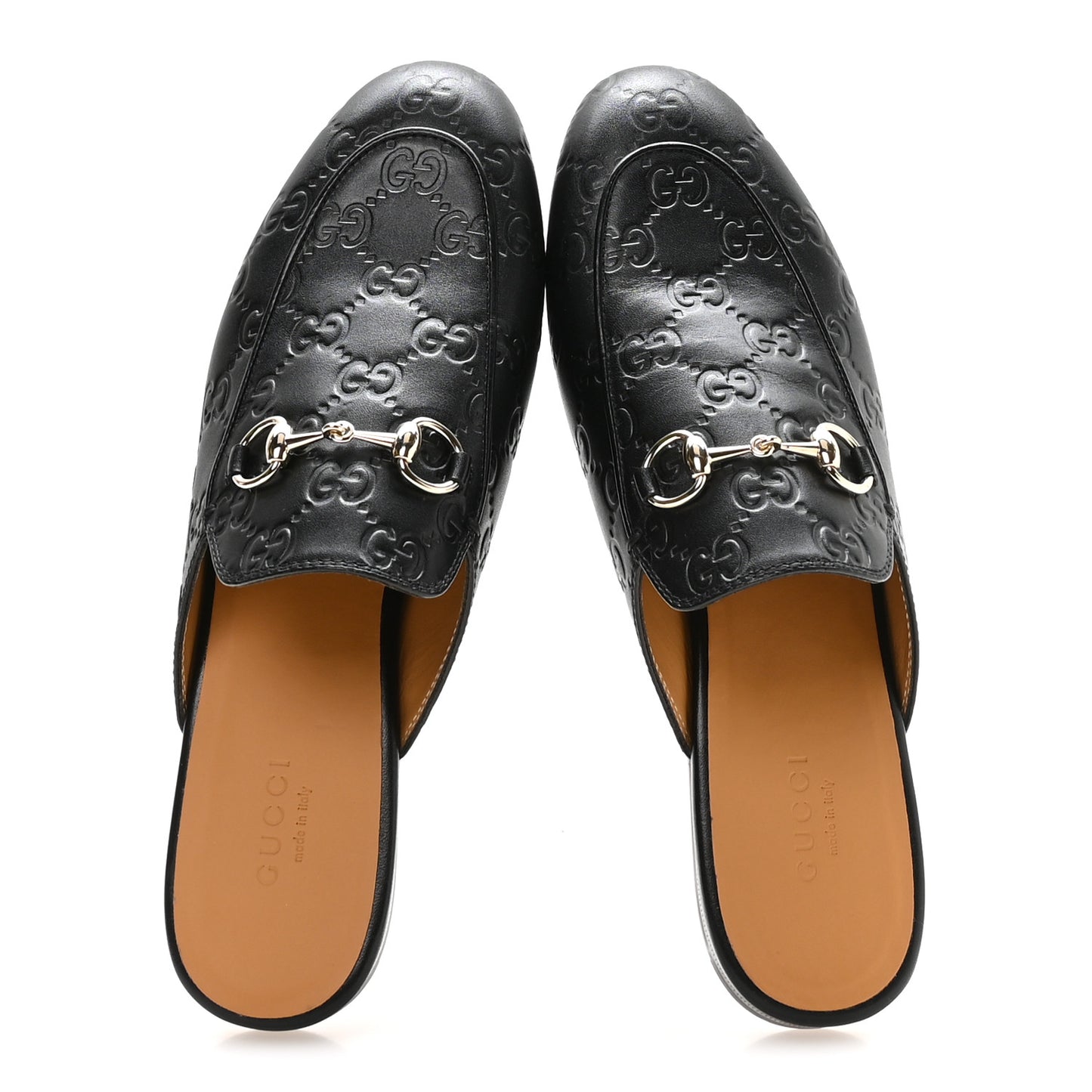 Glamour Calfskin Guccissima Womens Princetown Slippers 36.5 Black