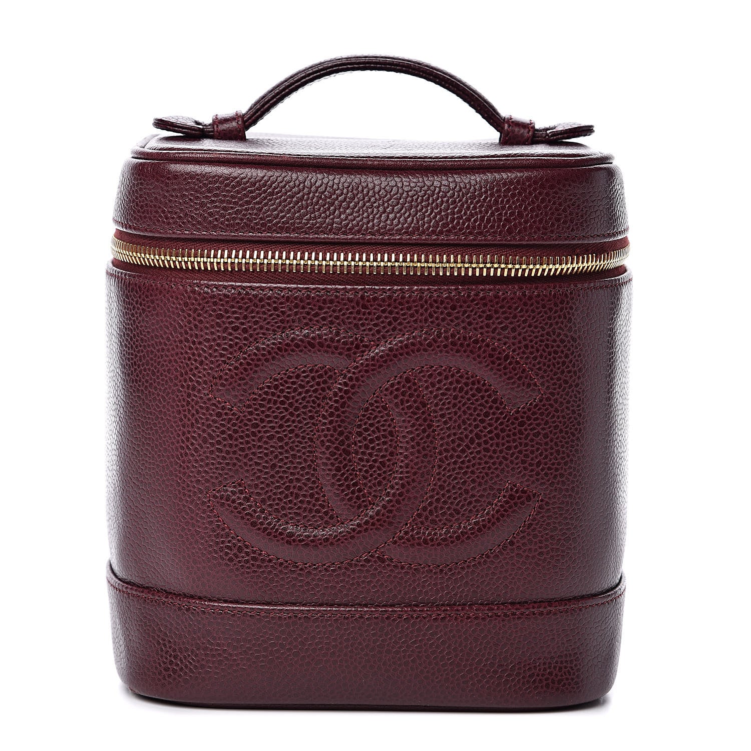 Chanel Caviar Vanity Cosmetic Case Burgundy 1 of 12