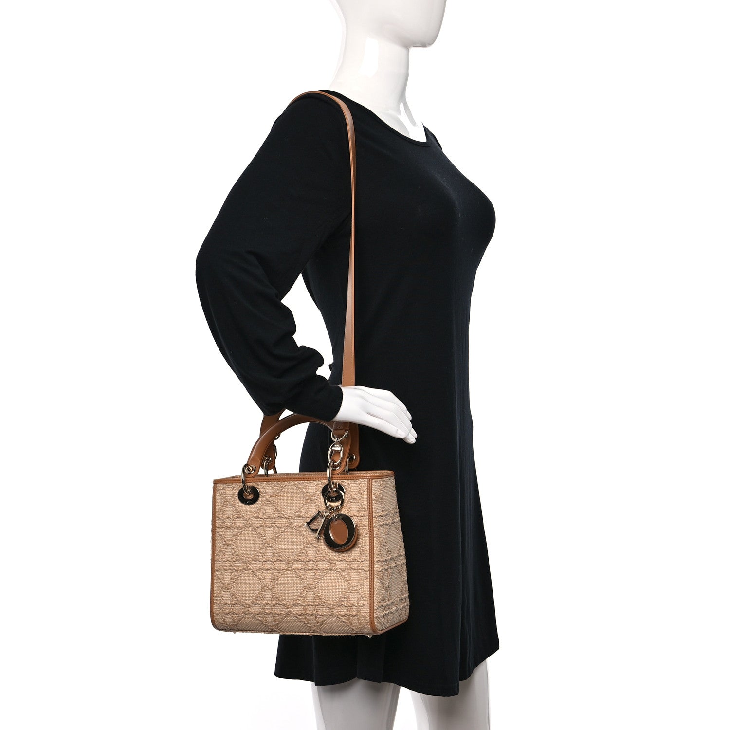 Christian Dior Raffia Medium Lady Dior Bag Beige 3 of 11
