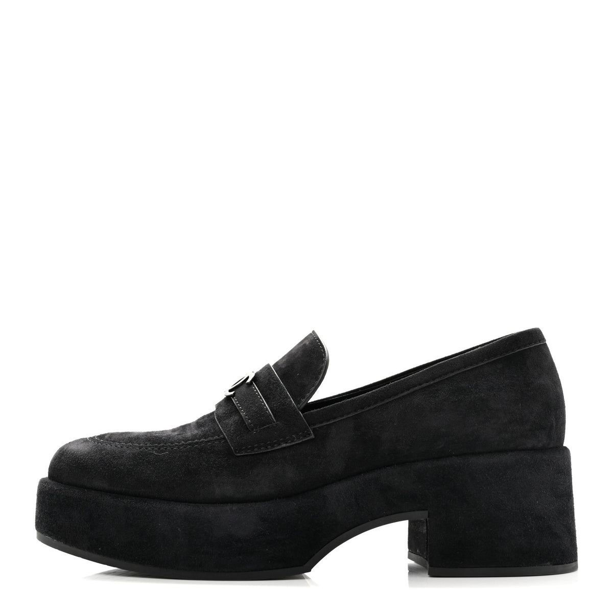 Suede Kidskin CC Platform Loafers 40 Black