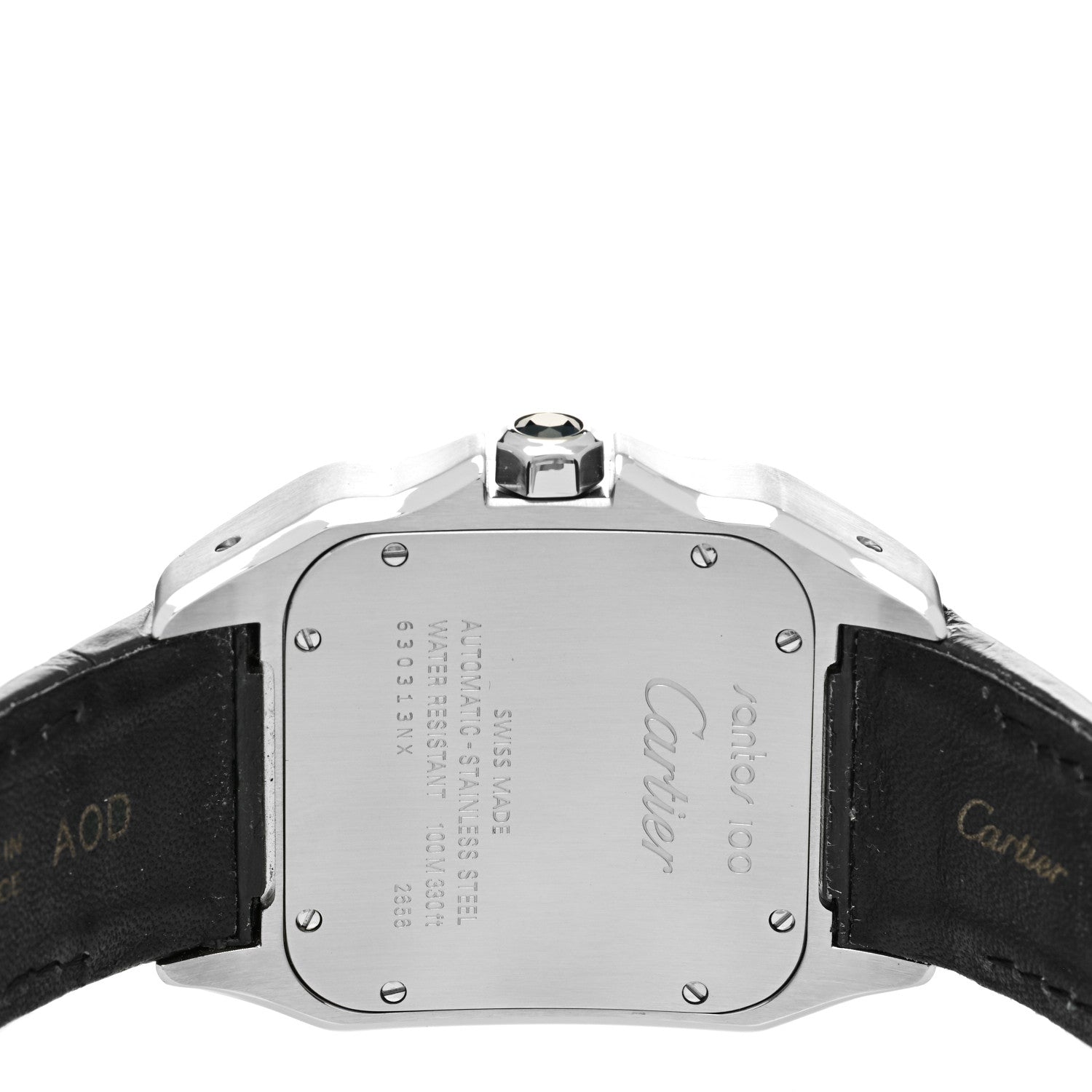 Cartier Stainless Steel Alligator 38mm Santos 100 Automatic Watch 4 of 6