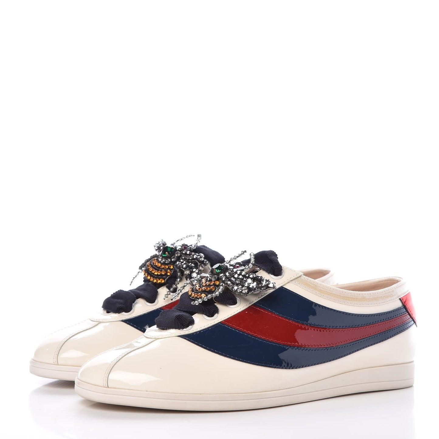 Patent Crystal Web Falacer Sneakers 36 White