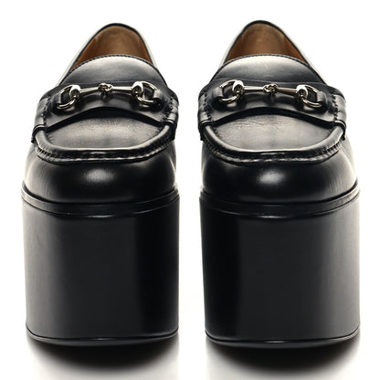 Gucci Ancora Calfskin Womens Horsebit Platform Loafers 35 Black 2 of 9