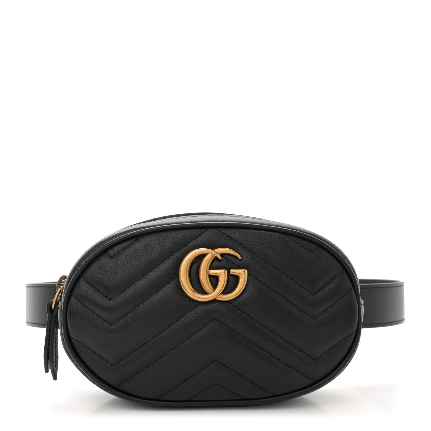 Gucci Calfskin Matelasse GG Marmont Belt Bag 85 34 Black 1 of 10