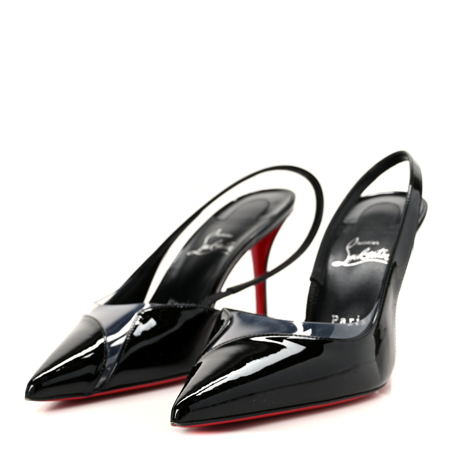 Christian Louboutin Patent PVC Posticha 80 Slingback Pumps 40 Black 4 of 9
