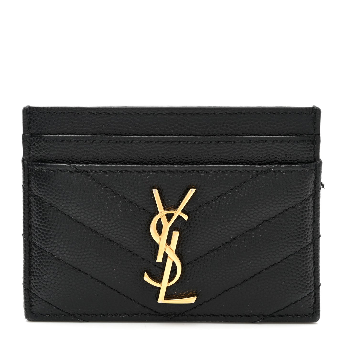 Grain De Poudre Matelasse Chevron Monogram Credit Card Case Black