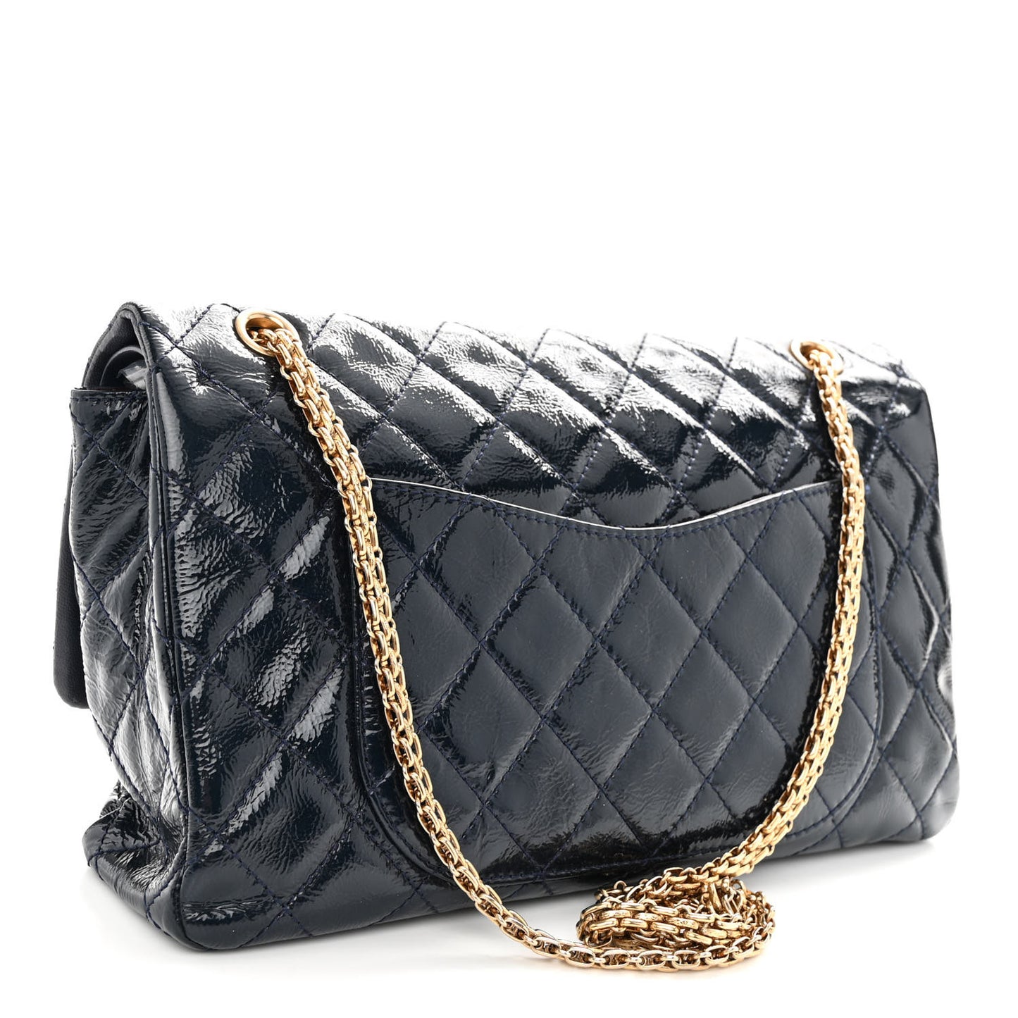 Distressed Patent Quilted 2.55 Reissue 226 Flap Navy