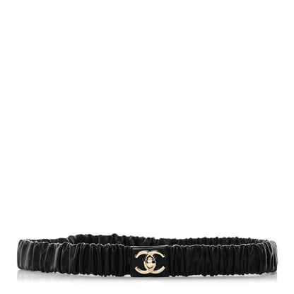 Chanel Lambskin Ruched Turn Lock CC Belt 80 32 Black 1 of 3