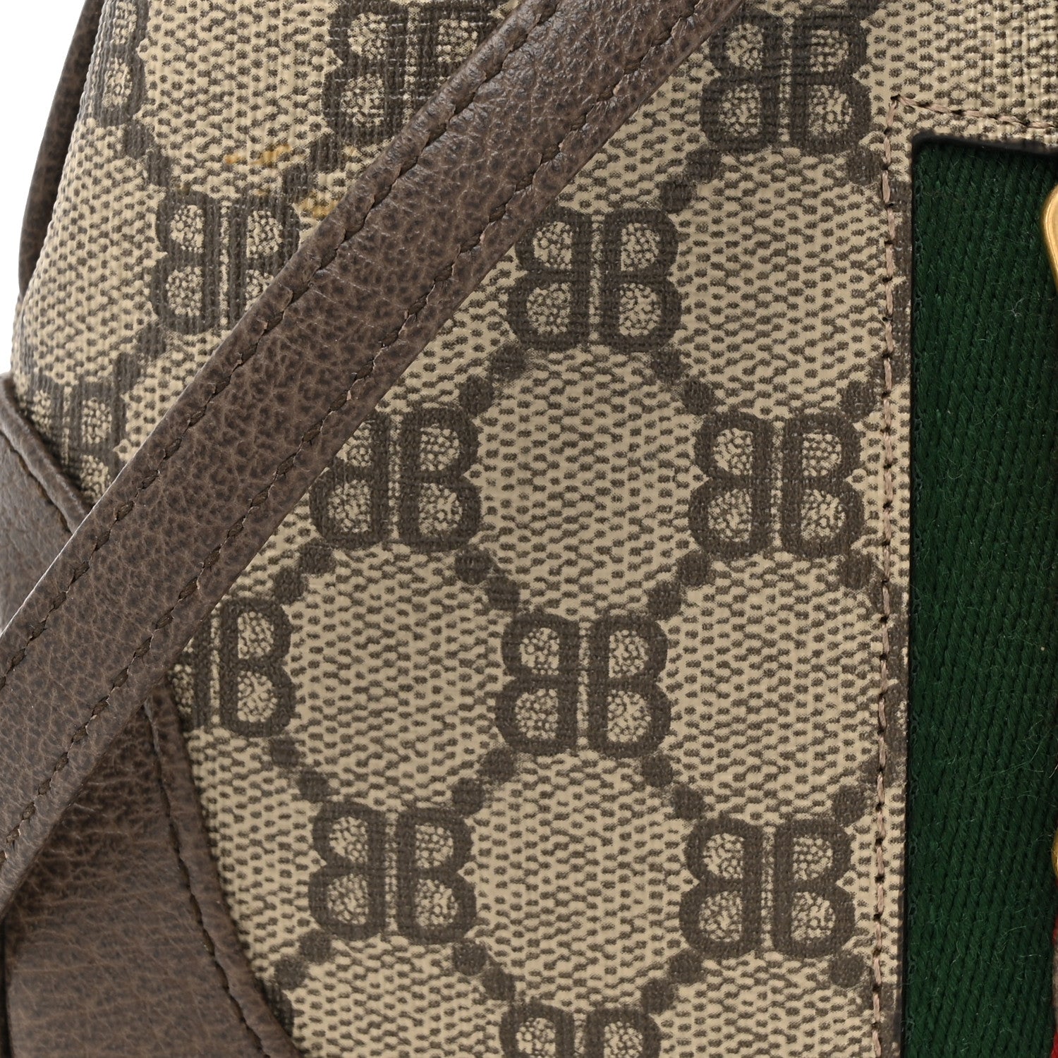 Gucci X BALENCIAGA BB Supreme Monogram Calfskin Web Mini Jackie 1961 Hobo Beige Ebony 9 of 11