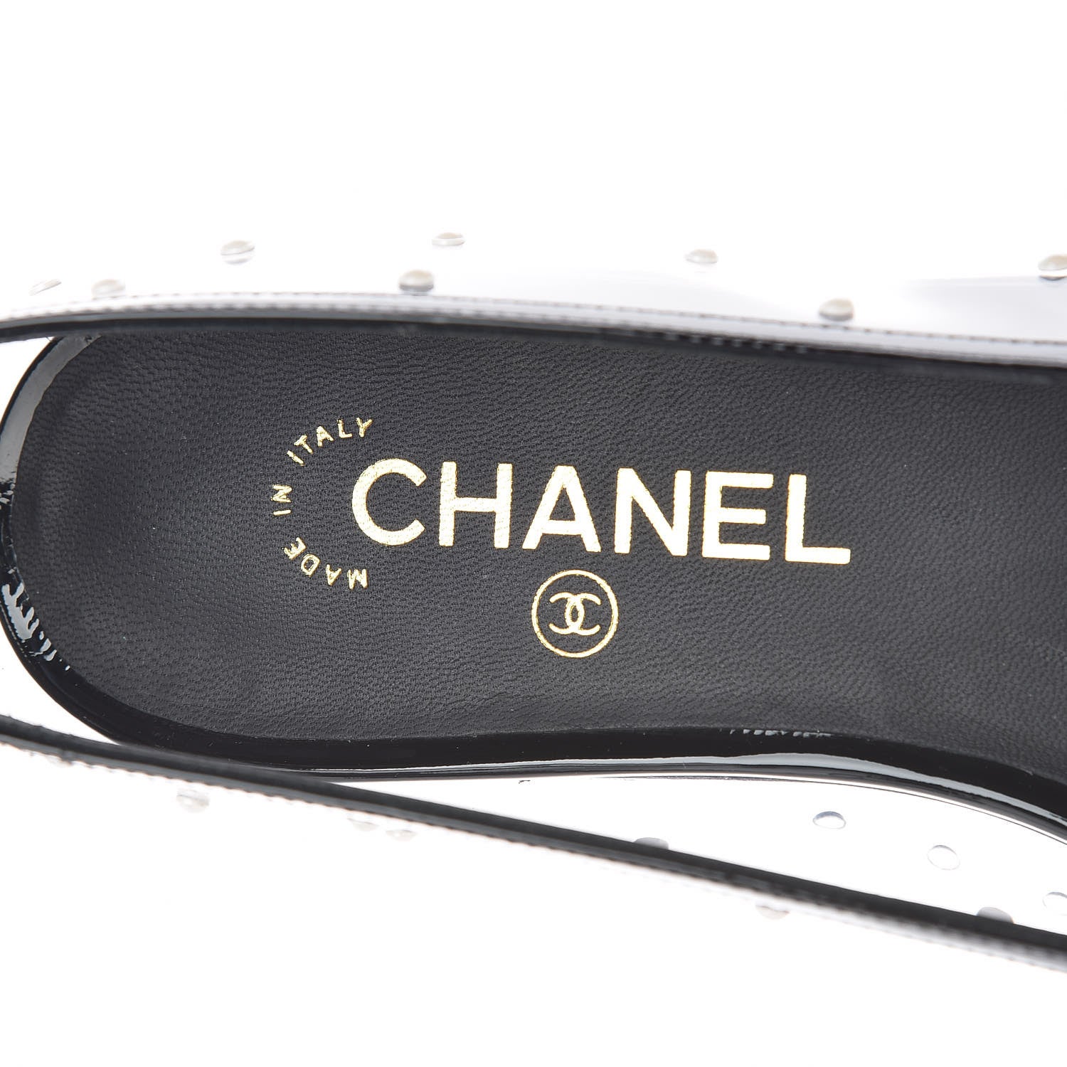 Chanel PVC Patent Calfskin Pearl Cap Toe Ballerina Flats 40 Transparent Black 7 of 7