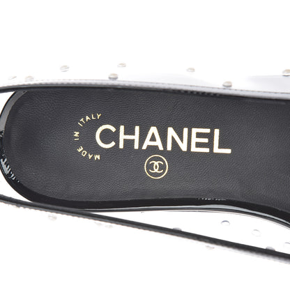 Chanel PVC Patent Calfskin Pearl Cap Toe Ballerina Flats 40 Transparent Black 7 of 7
