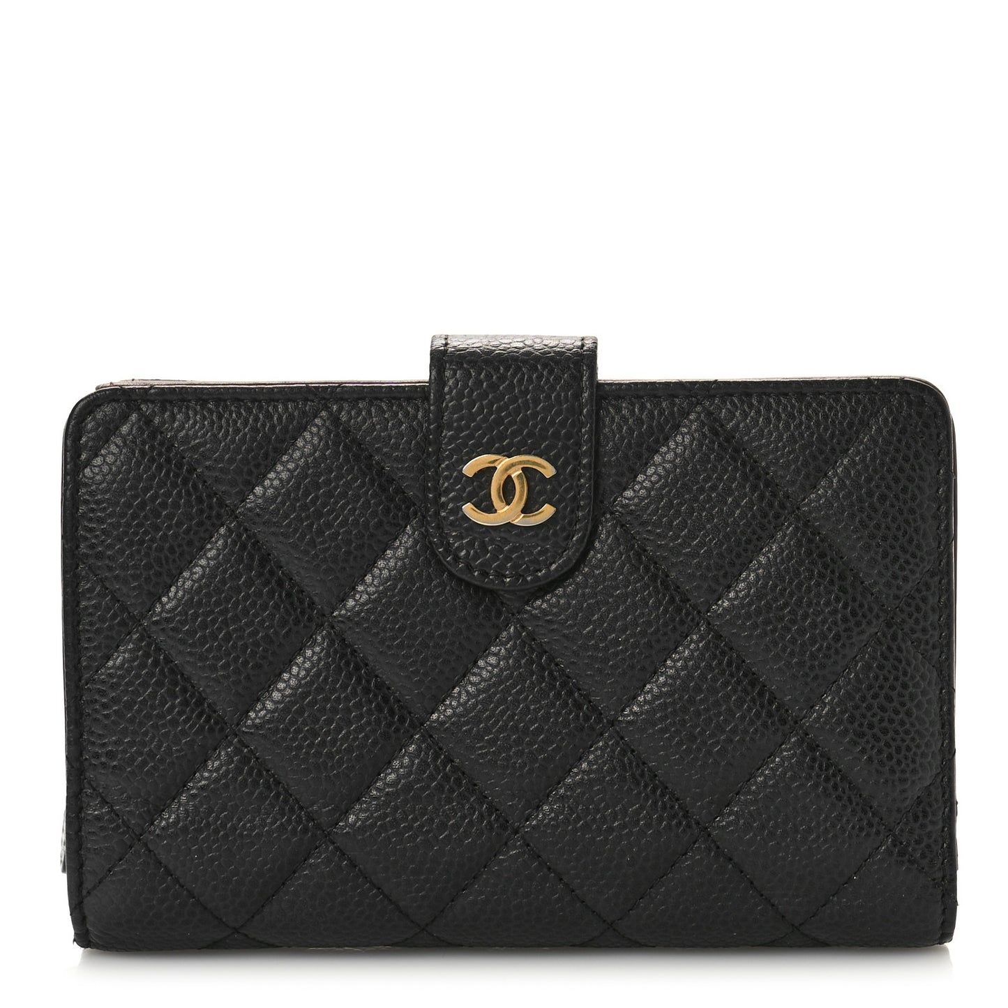 Caviar Quilted Zipped Pocket Wallet Black