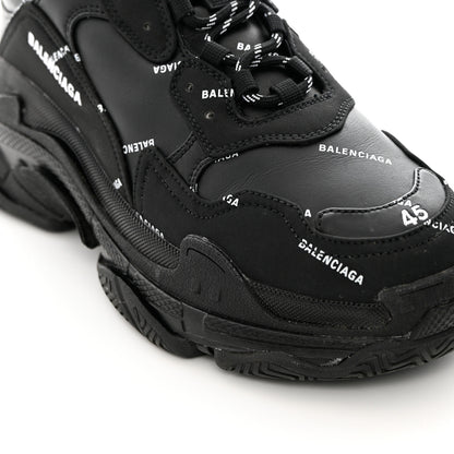 Balenciaga Technical Fabric Allover Logo Mens Triple S Sneakers 45 Black White 11 of 11