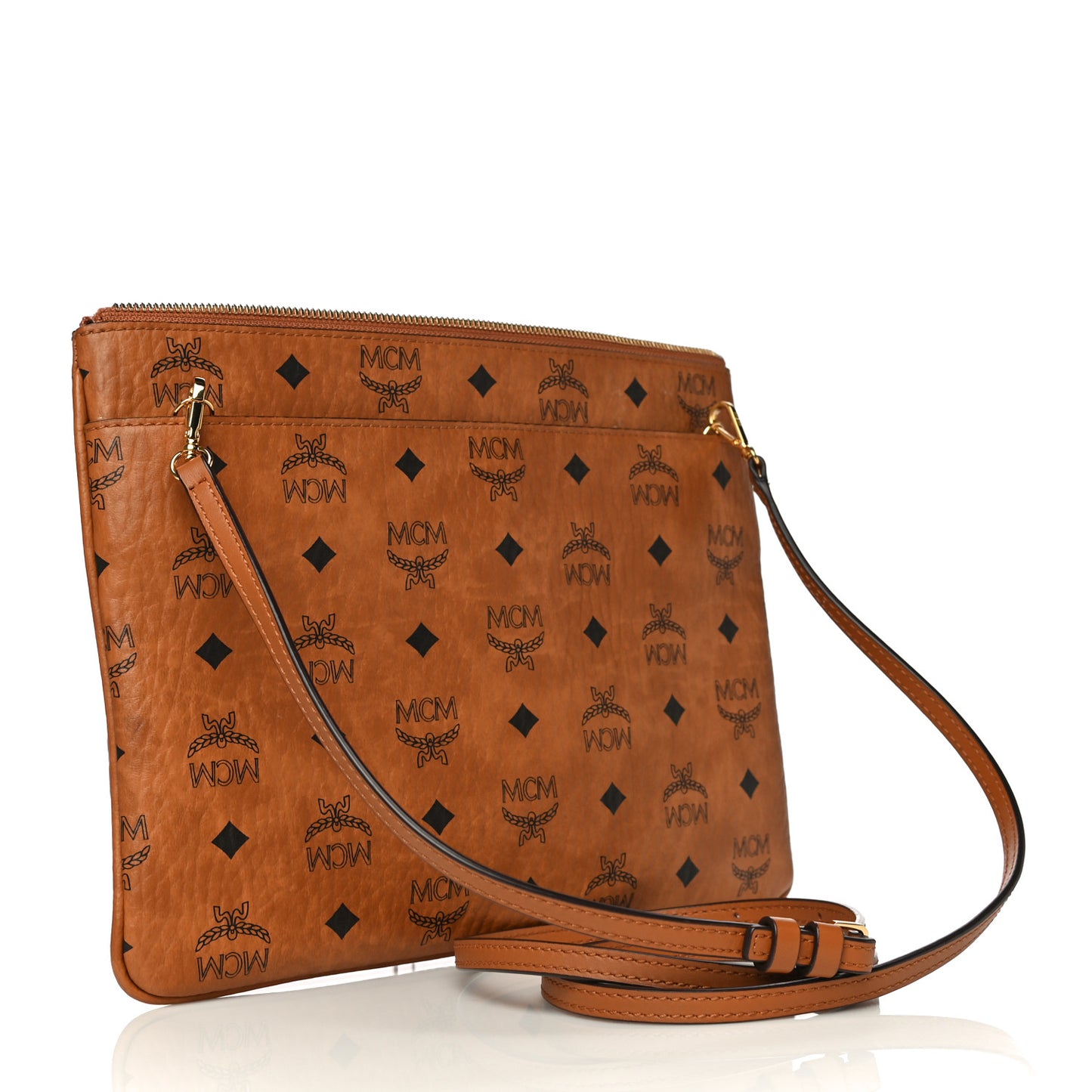 Visetos Medium Crossbody Pouch Cognac