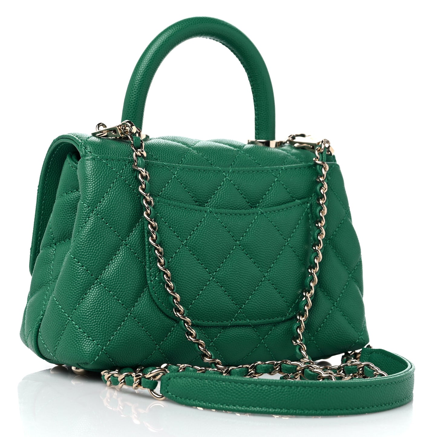Caviar Quilted Extra Mini Coco Handle Flap Green