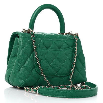 Chanel Caviar Quilted Extra Mini Coco Handle Flap Green 3 of 11