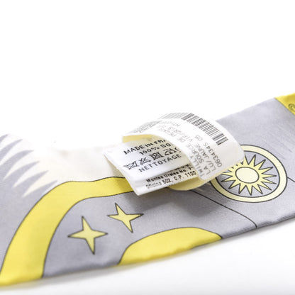 Hermes Silk La Source de Pegase Twilly Jaune Vif Gris Perle 2 of 4