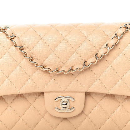Chanel Caviar Quilted Medium Double Flap Light Beige 10 of 10