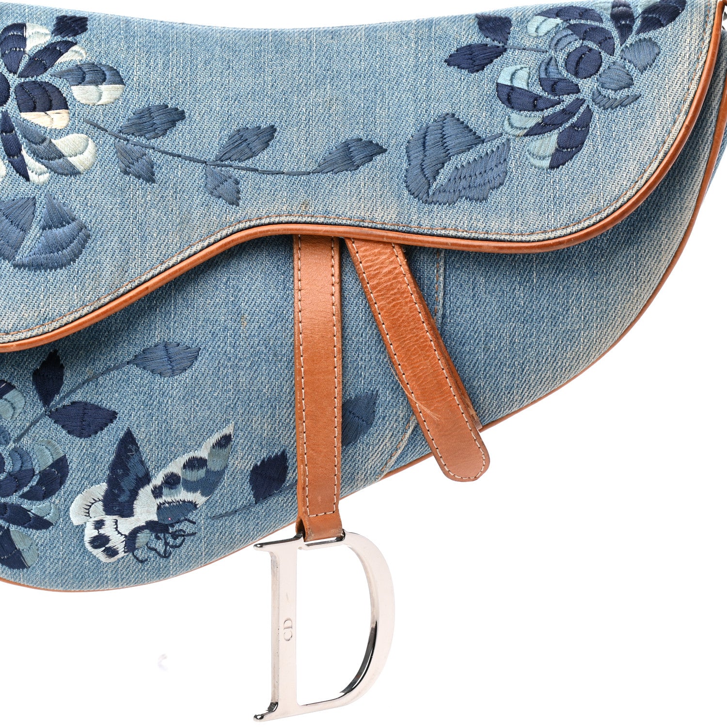 Christian Dior Denim Embroidered Saddle Bag Blue 11 of 11