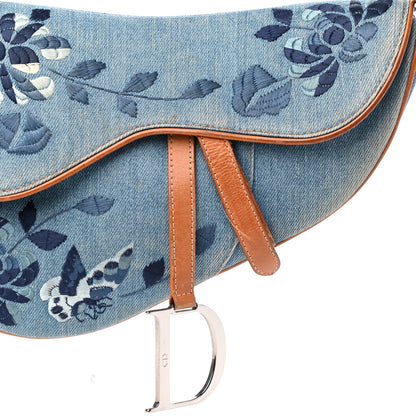 Christian Dior Denim Embroidered Saddle Bag Blue 11 of 11